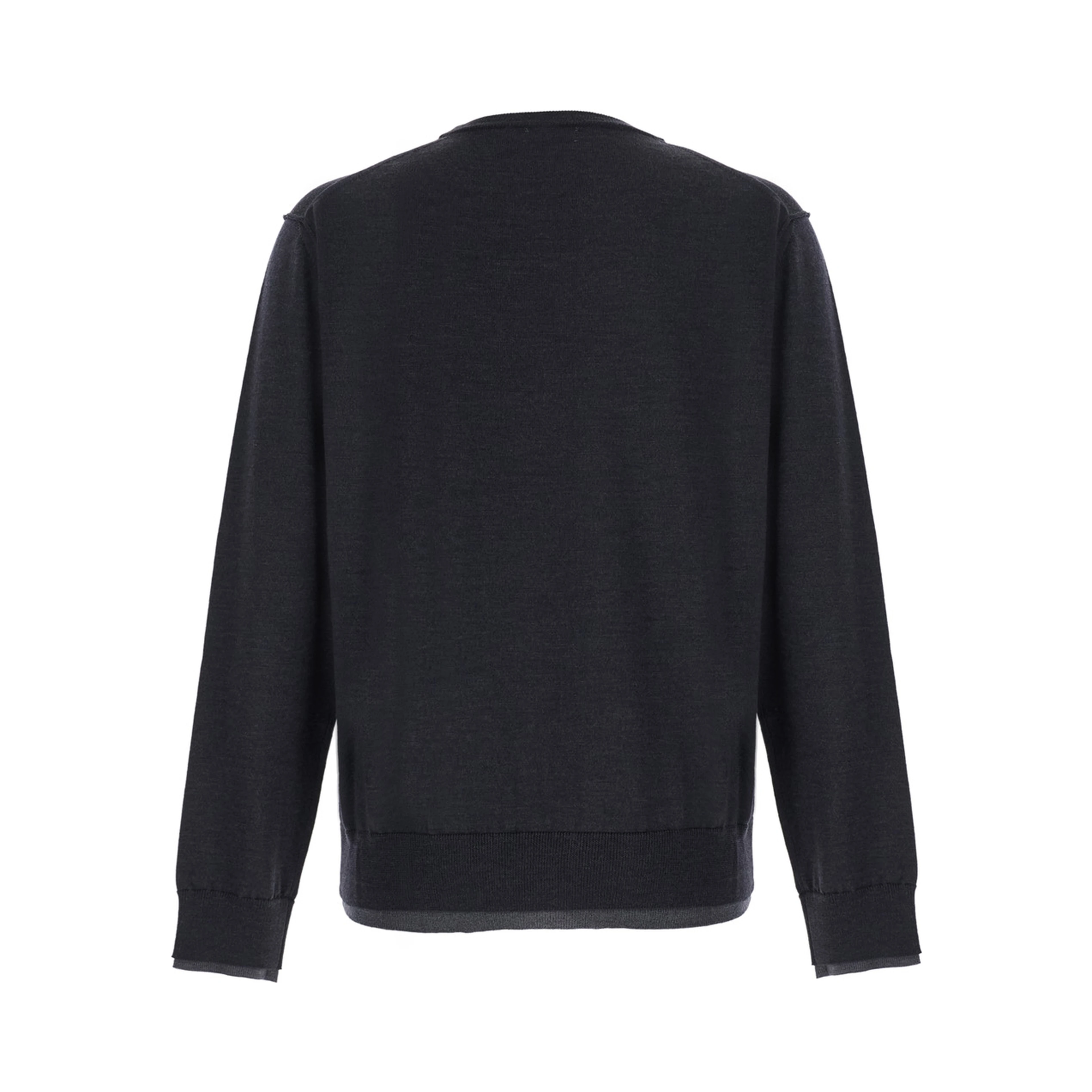 Grey Crew Neck Sweater in Wool for Men