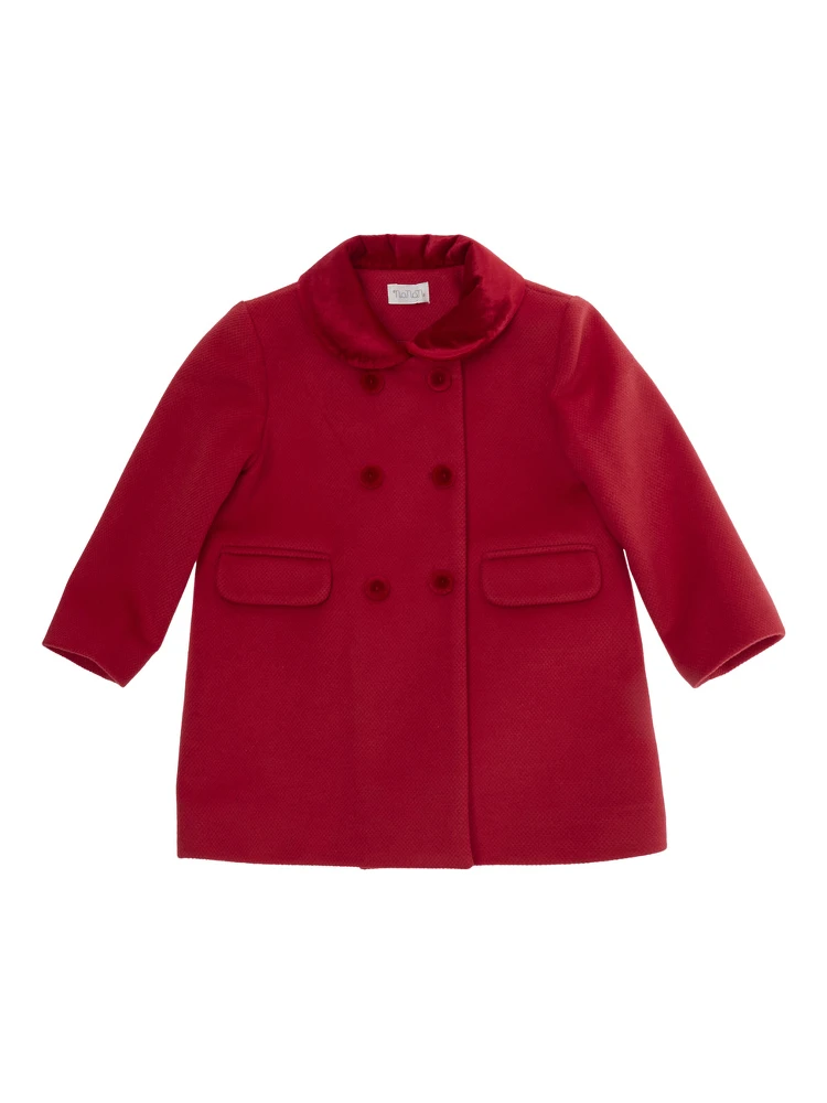 Red Coat with Peter Pan collar in fabric baby