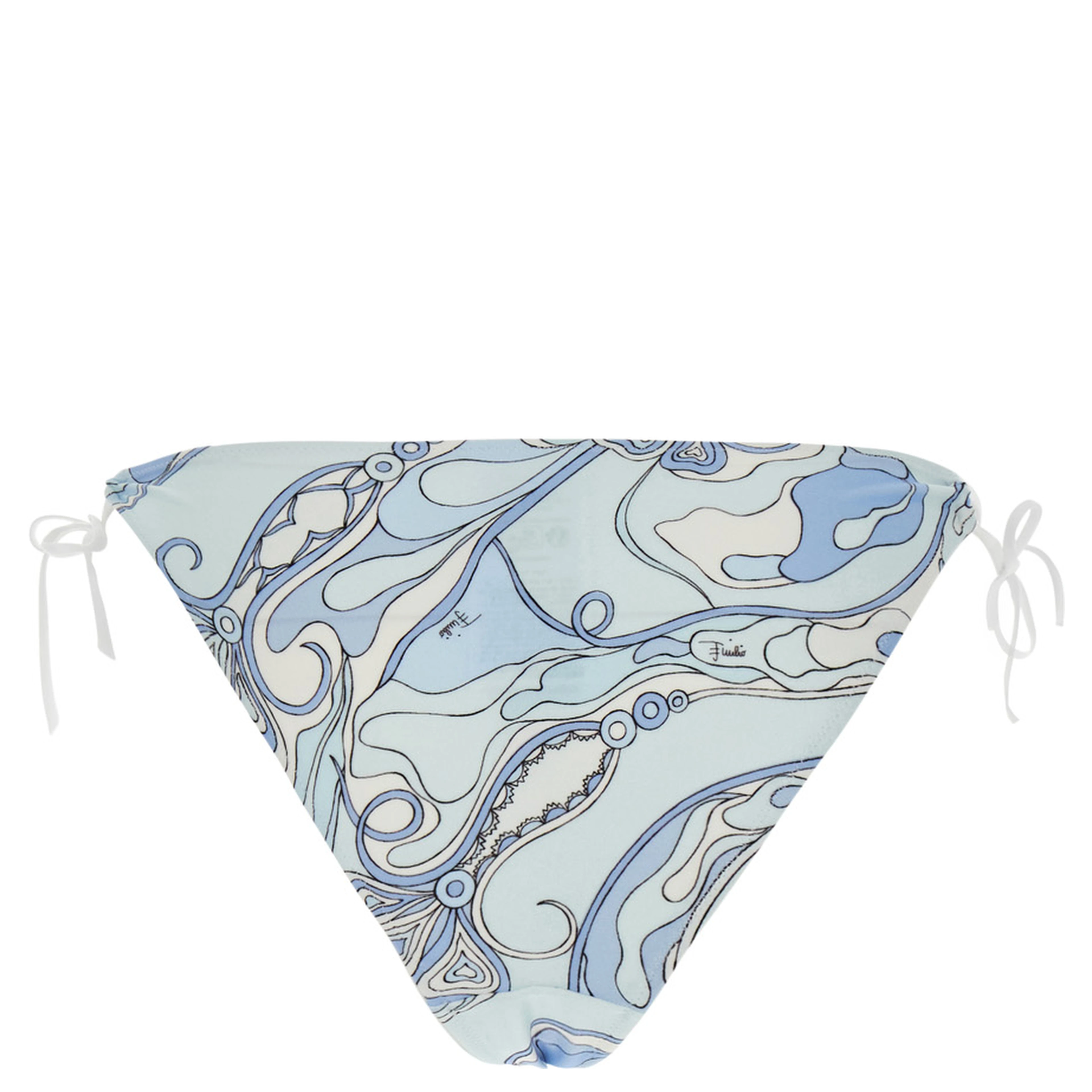 Light Blue Bikini Bottom with Adjustable Tie Closure and All-Over Orchidea Print in Stretch Tech Fabric for Women