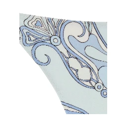 Light Blue Bikini Bottom with Adjustable Tie Closure and All-Over Orchidea Print in Stretch Tech Fabric for Women