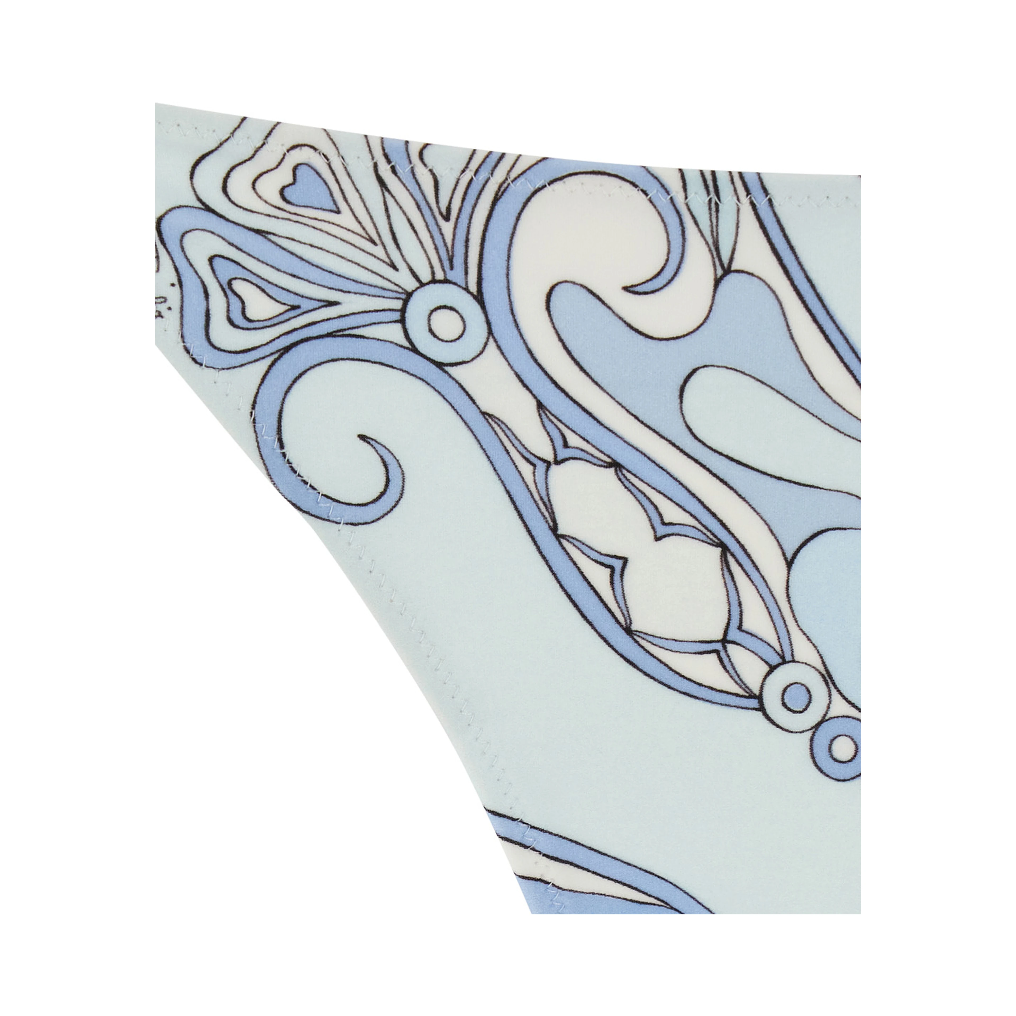 Light Blue Bikini Bottom with Adjustable Tie Closure and All-Over Orchidea Print in Stretch Tech Fabric for Women