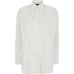 CADY OVERSIZE SHIRT - Classic Collar Shirt with Long Sleeves in White Tech Fabric for Women