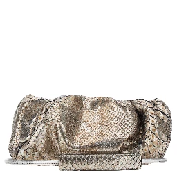 Pillow Gray Clutch with shoulder strap and magnetic closure in leather for women