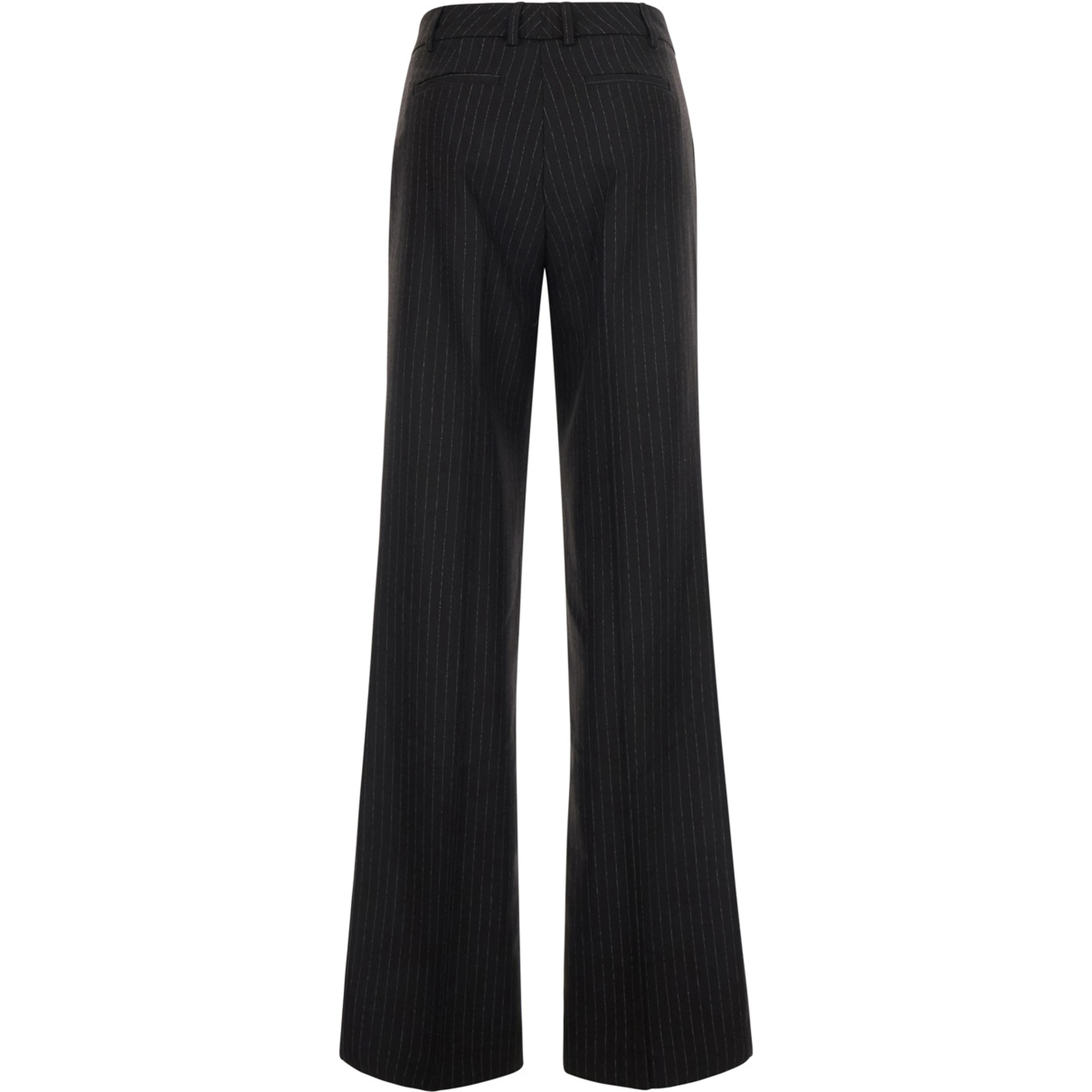Brown Flared Trousers with All-Over Pinstripe Motif in Fabric for Women