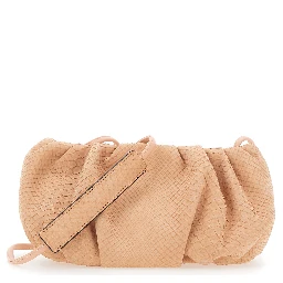 Pillow Pink Clutch with shoulder strap and magnetic closure in leather for women