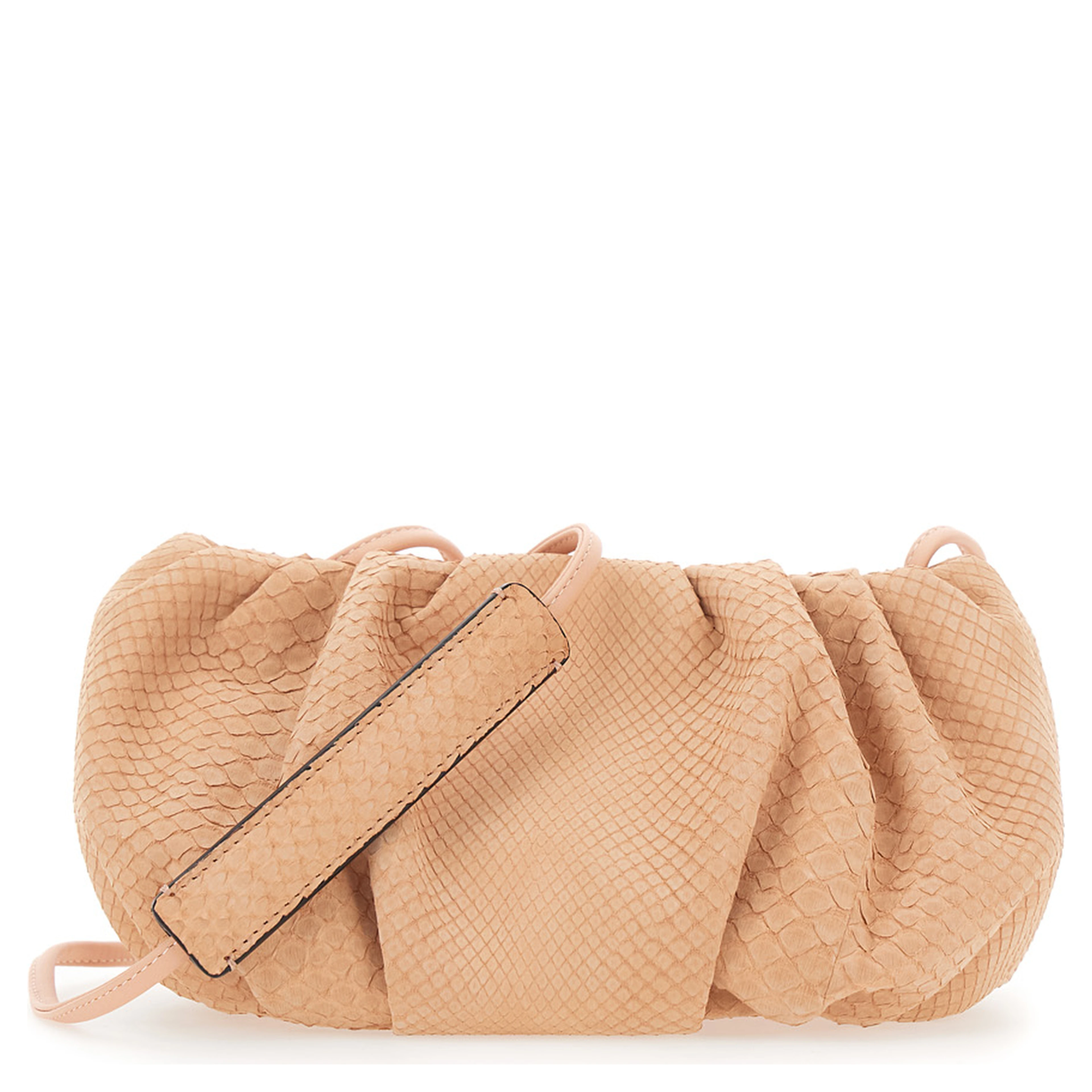 Pillow Pink Clutch with shoulder strap and magnetic closure in leather for women