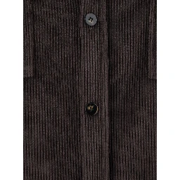Brown Shirt with classic collar and two Patch pockets on the front in corduroy for women