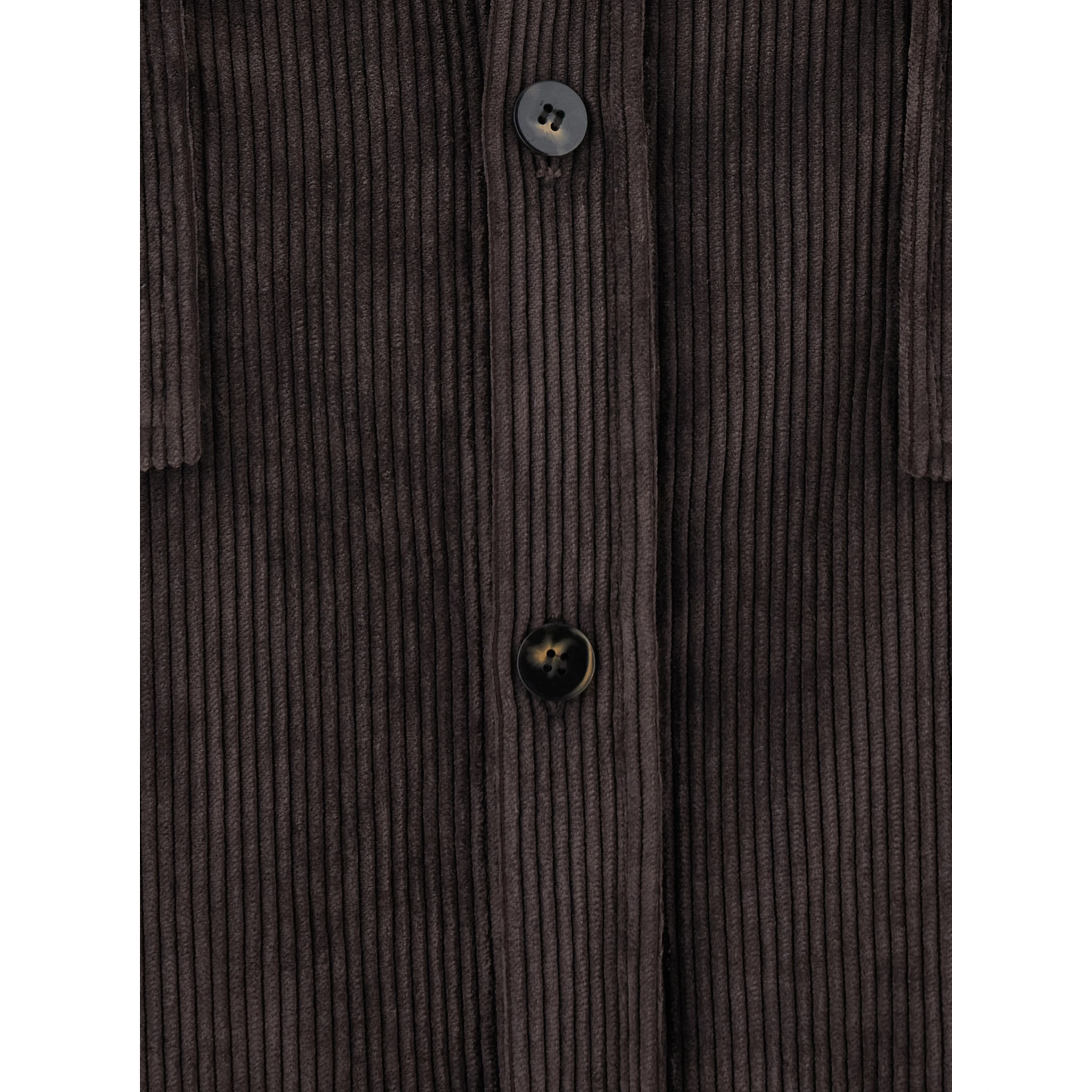 Brown Shirt with classic collar and two Patch pockets on the front in corduroy for women