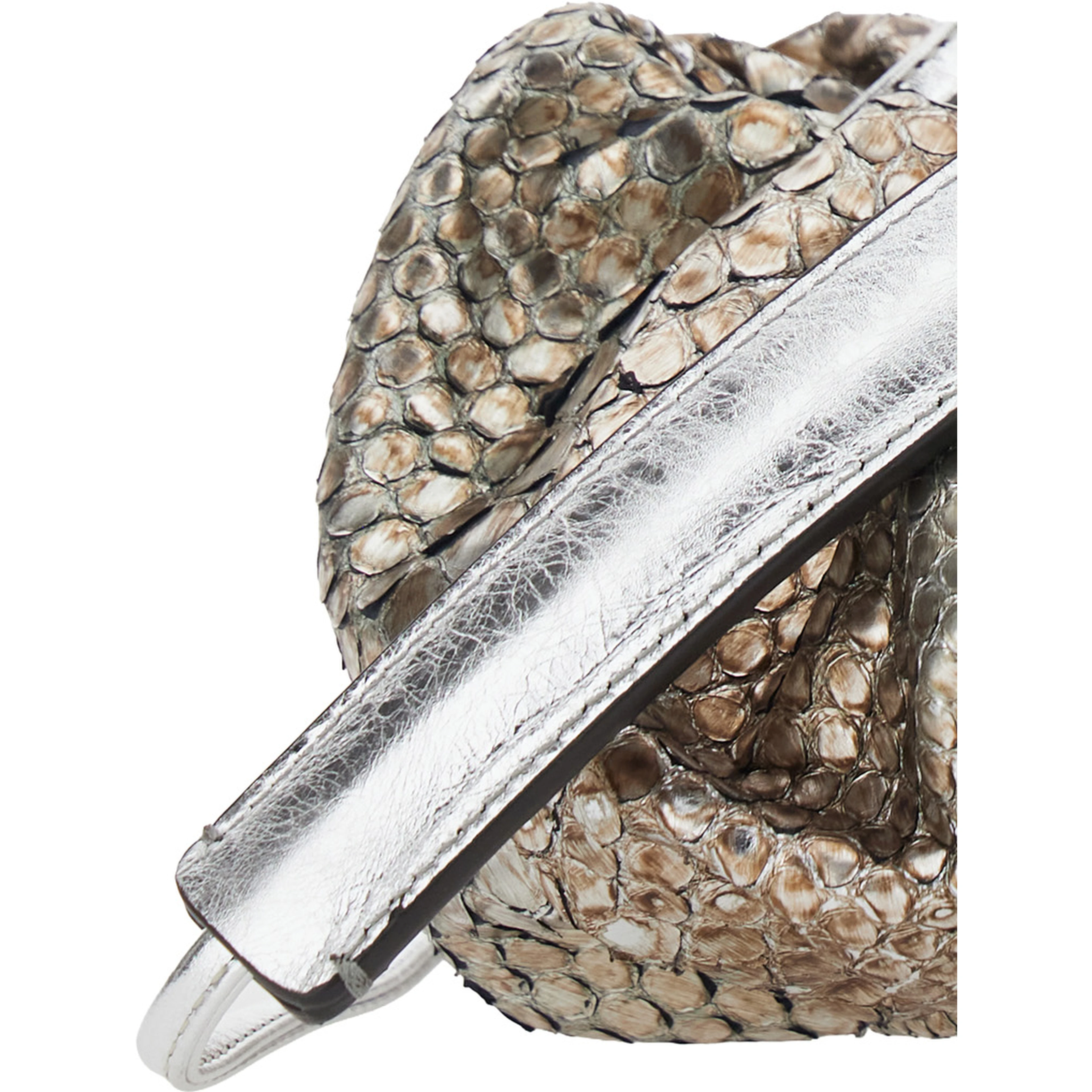 Pillow Gray Clutch with shoulder strap and magnetic closure in leather for women