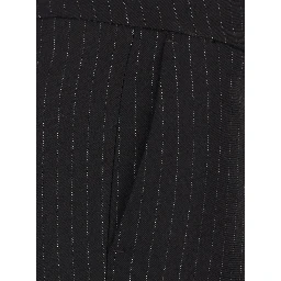 Brown Flared Trousers with All-Over Pinstripe Motif in Fabric for Women