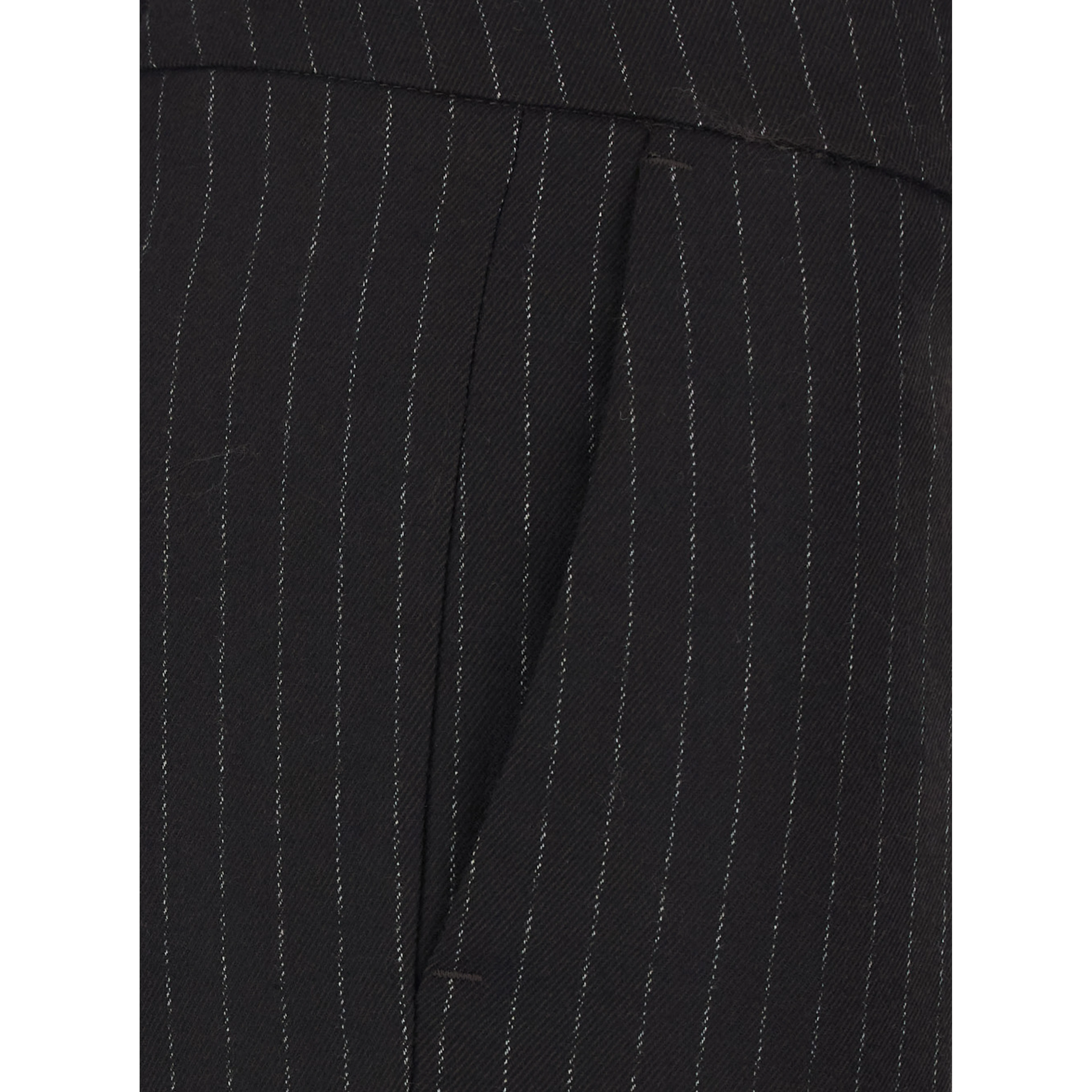 Brown Flared Trousers with All-Over Pinstripe Motif in Fabric for Women