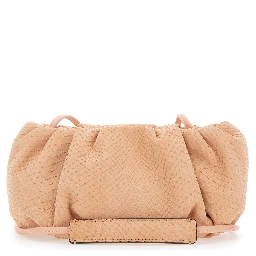 Pillow Pink Clutch with shoulder strap and magnetic closure in leather for women