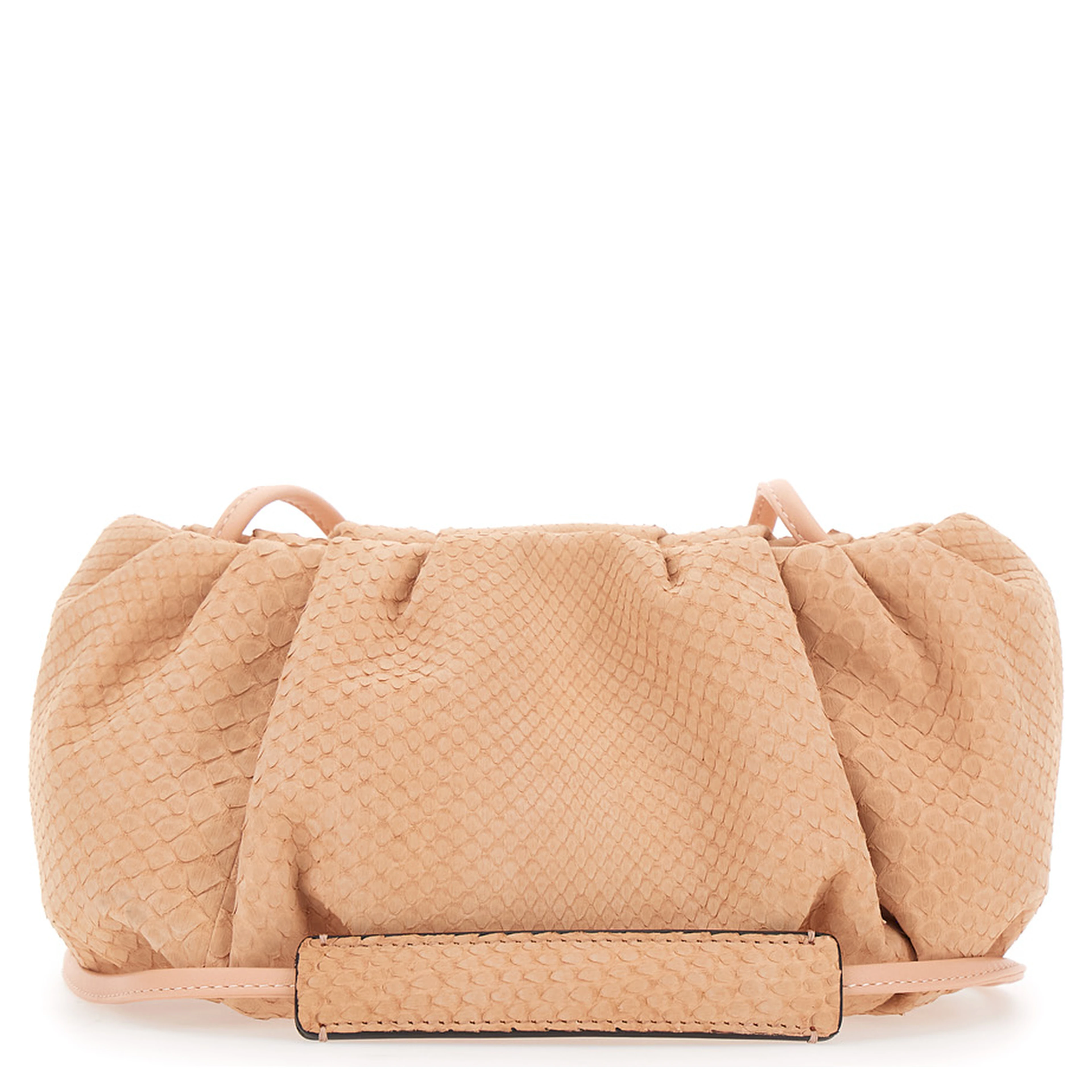 Pillow Pink Clutch with shoulder strap and magnetic closure in leather for women