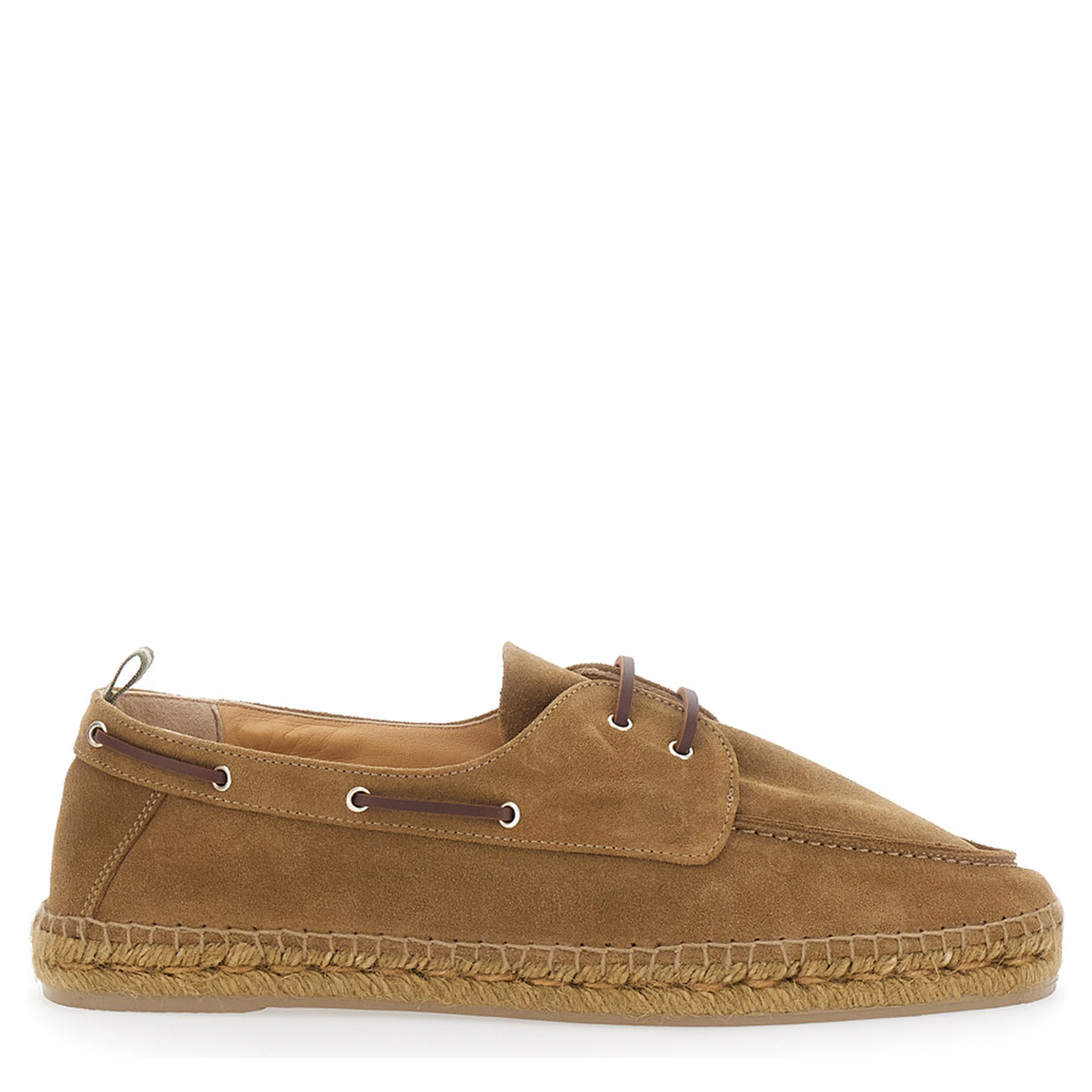 Nemo Espadrilles with Pull-tab and Contrast Stitching in Brown Suede for Men
