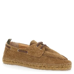 Nemo Espadrilles with Pull-tab and Contrast Stitching in Brown Suede for Men