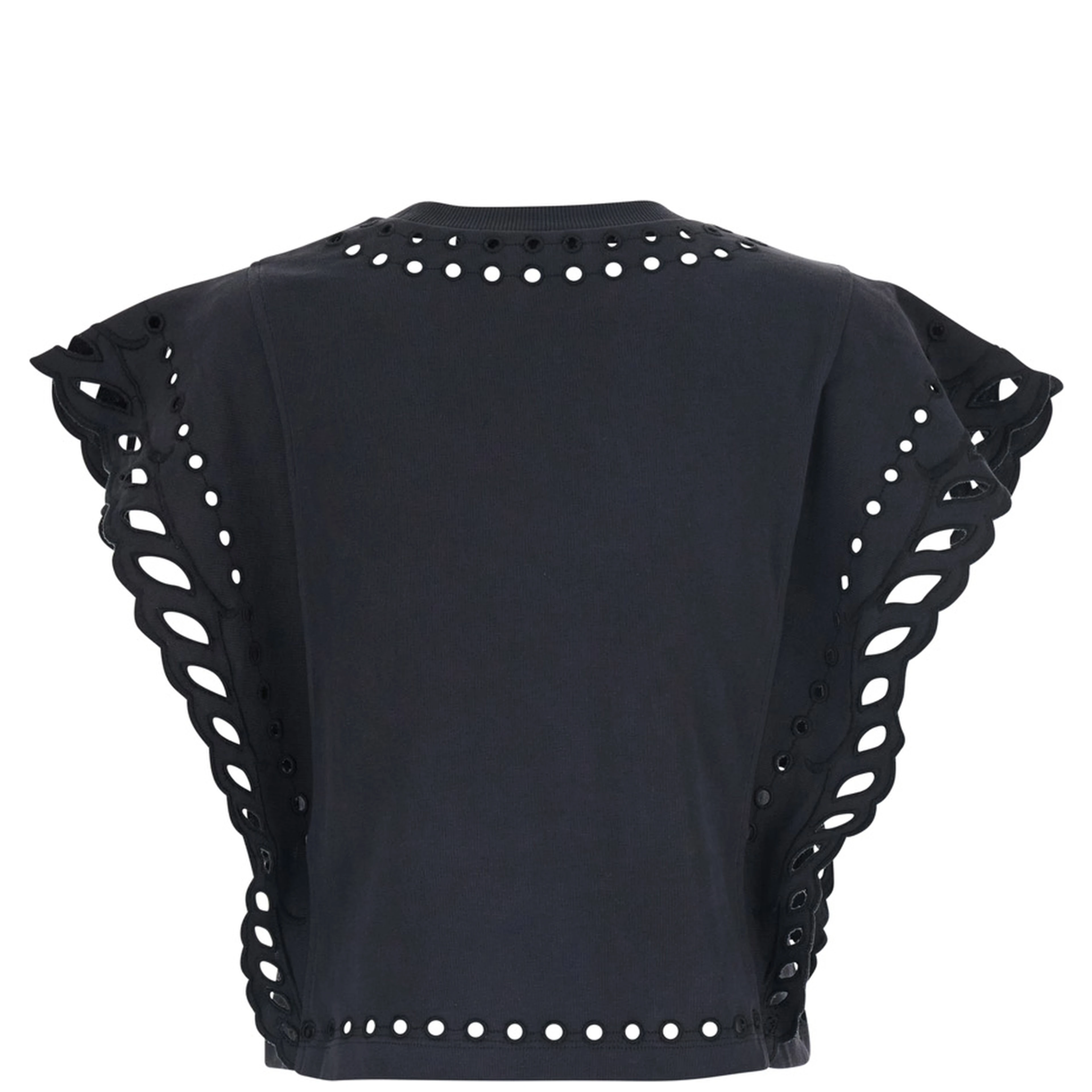 Black T-Shirt Odyle-GC with Round Neck and Short Sleeves in Cotton for Women