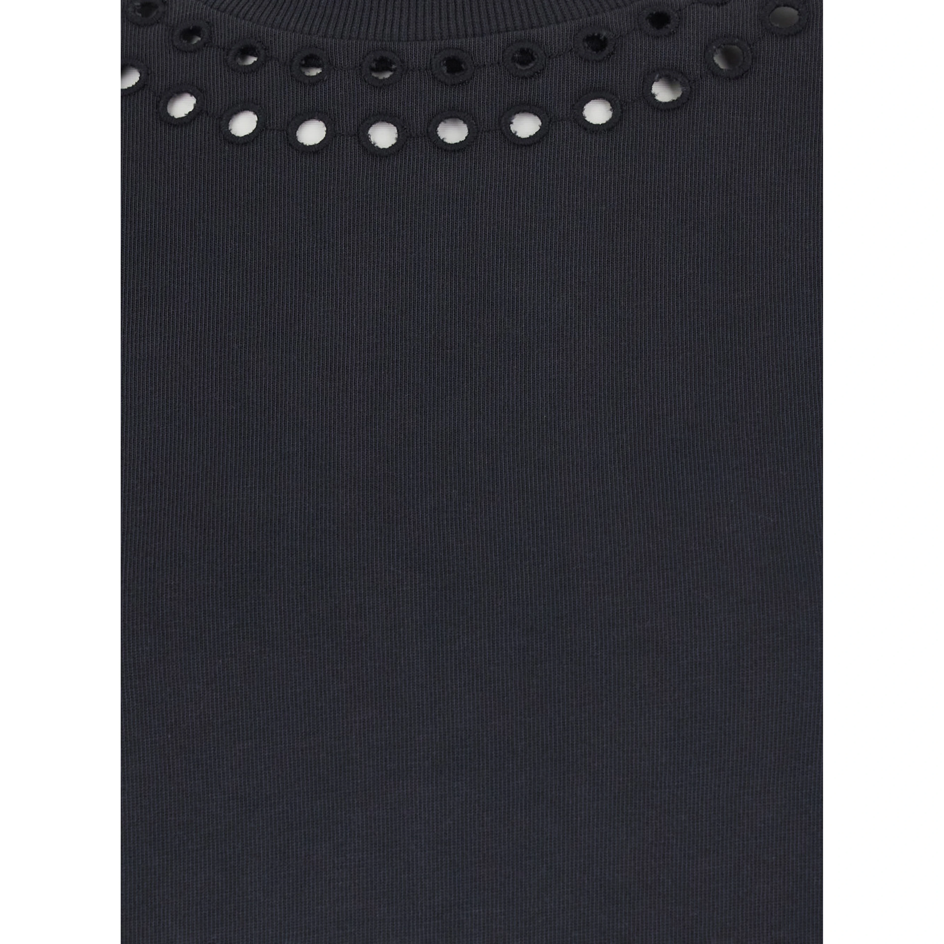Black T-Shirt Odyle-GC with Round Neck and Short Sleeves in Cotton for Women