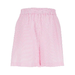 Striped Pink Fabric Shorts for Women