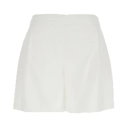 White Womens Shorts with Semi-Elasticated Waist and Side Closure in Cotton Blend