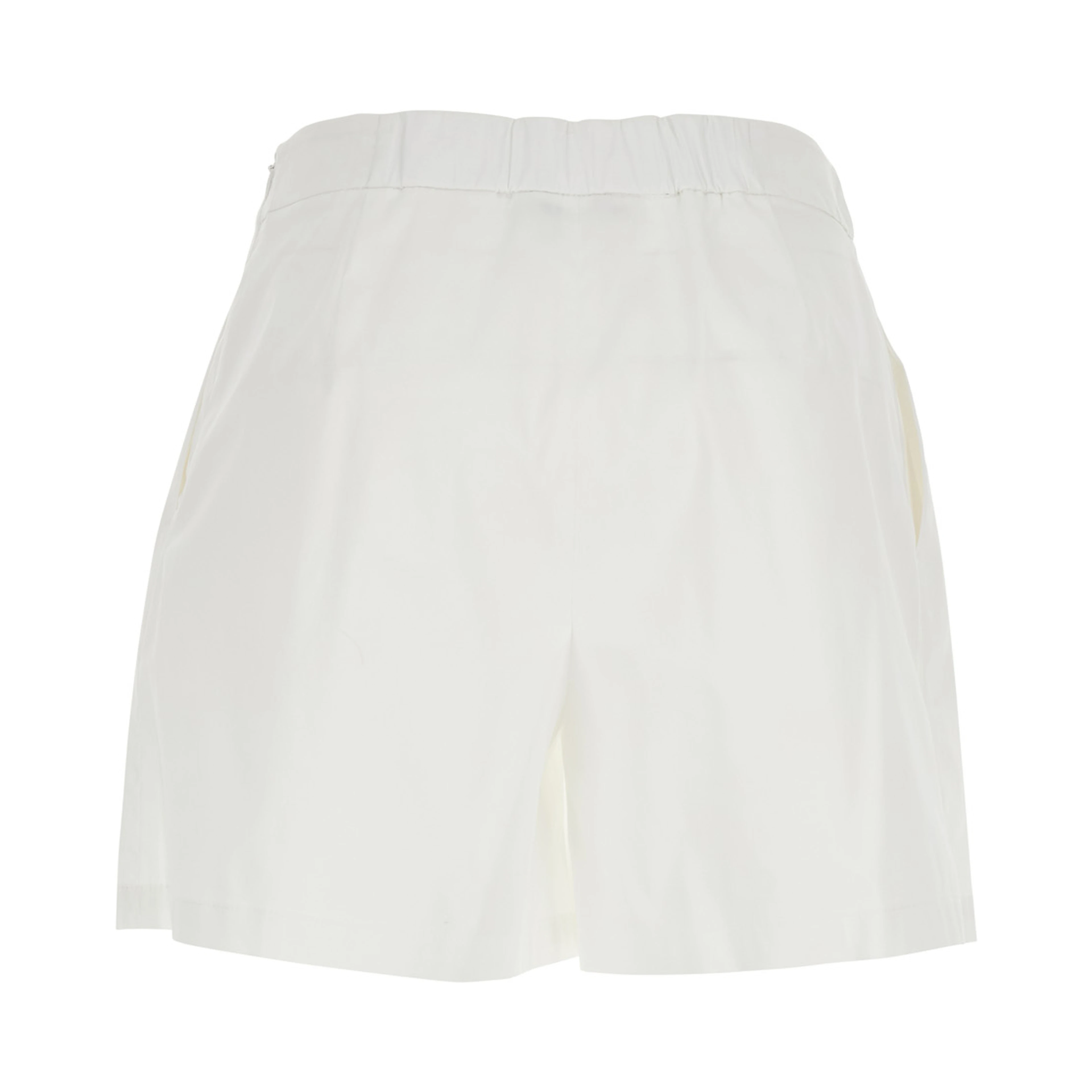 White Womens Shorts with Semi-Elasticated Waist and Side Closure in Cotton Blend