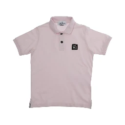 Polo L1S162200002S0018V0080 Pink with Classic Collar and Logo Patch on the Front in Stretch Cotton for Kids