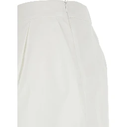 White Womens Shorts with Semi-Elasticated Waist and Side Closure in Cotton Blend