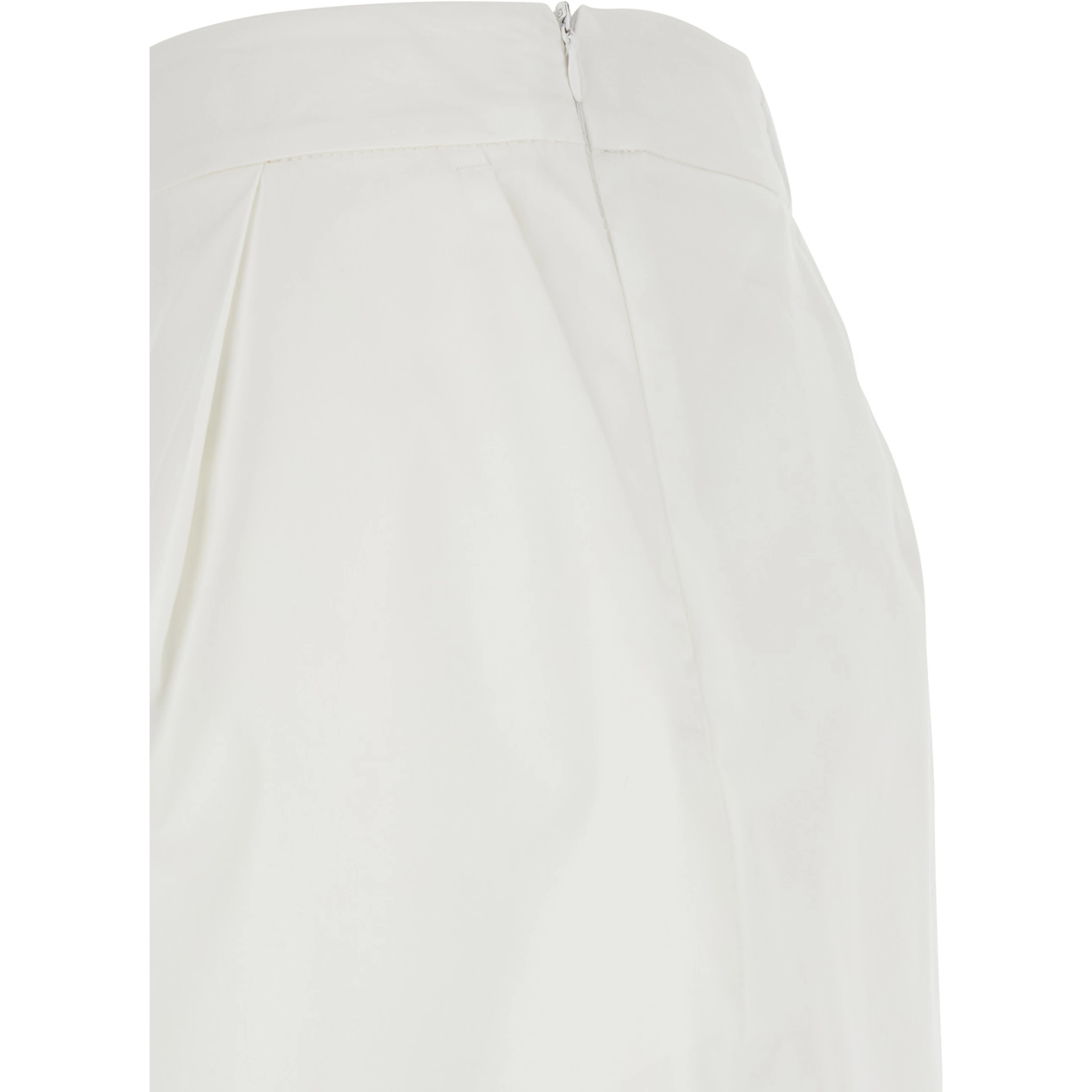 White Womens Shorts with Semi-Elasticated Waist and Side Closure in Cotton Blend