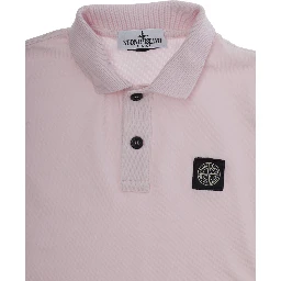 Polo L1S162200002S0018V0080 Pink with Classic Collar and Logo Patch on the Front in Stretch Cotton for Kids