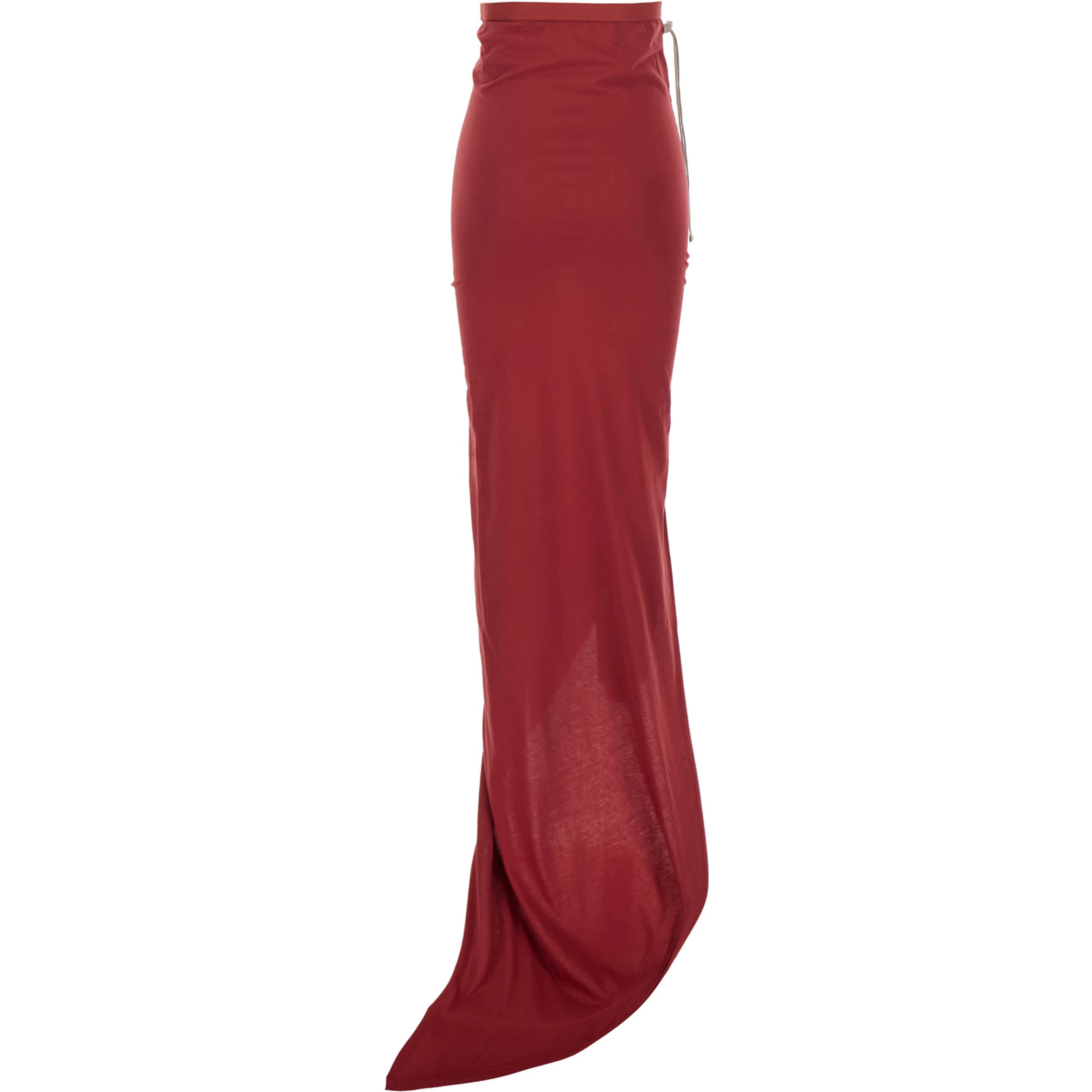 Skirt Rick Owens X Moncler with Asymmetrical Design and Logo Patch on the Side in Red Cotton Unisex
