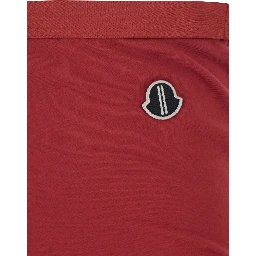 Skirt Rick Owens X Moncler with Asymmetrical Design and Logo Patch on the Side in Red Cotton Unisex