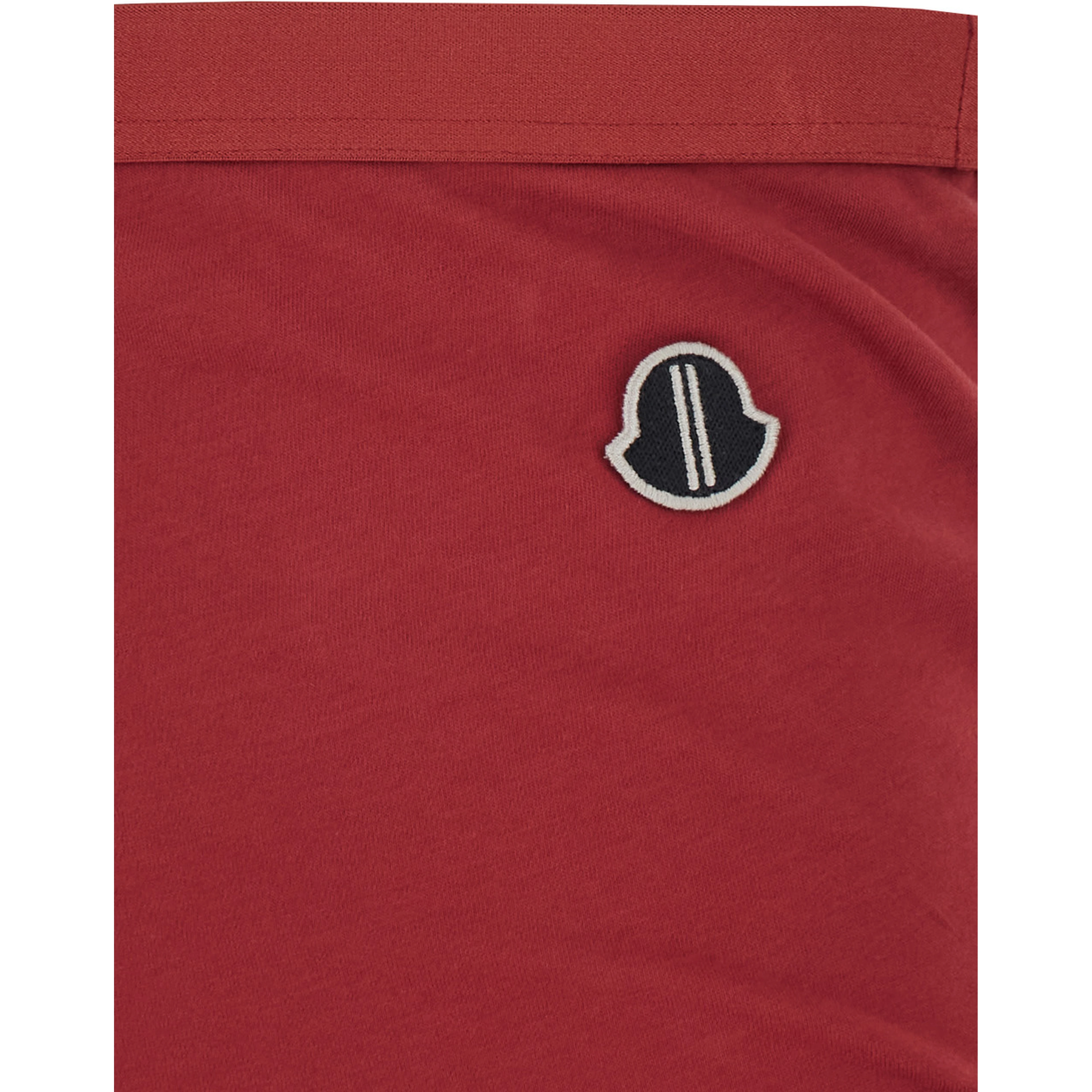 Skirt Rick Owens X Moncler with Asymmetrical Design and Logo Patch on the Side in Red Cotton Unisex