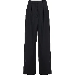 Black Stretch Cotton Blend Trousers for Women