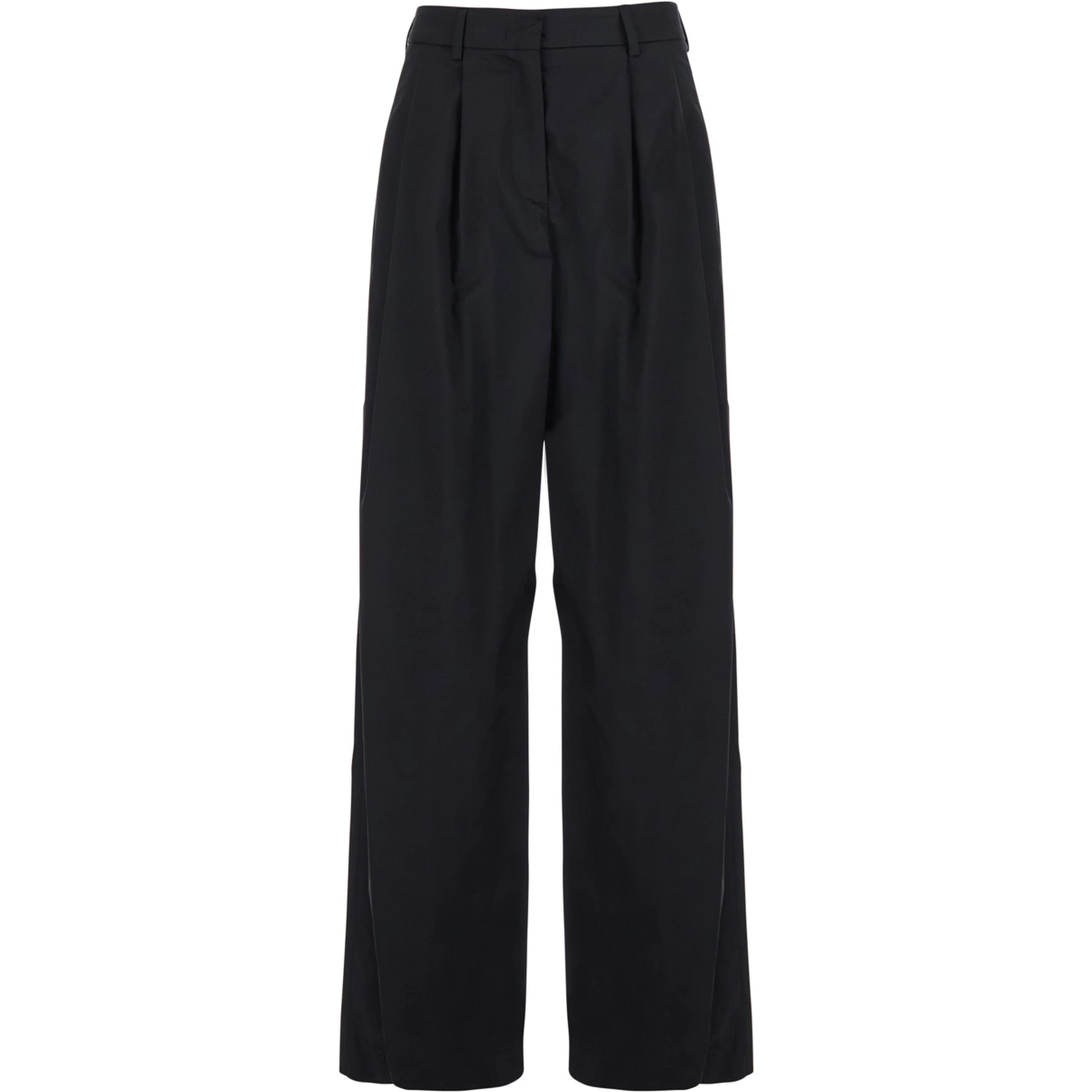 Black Stretch Cotton Blend Trousers for Women