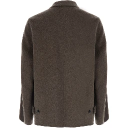 brown Jacket with classic collar and patch pockets in wool blend for men