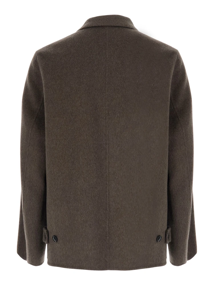 brown Jacket with classic collar and patch pockets in wool blend for men alternative
