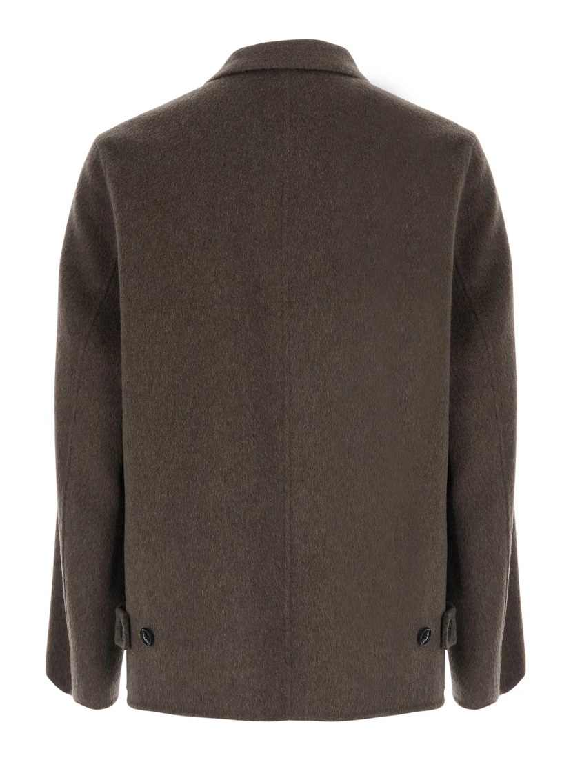 brown Jacket with classic collar and patch pockets in wool blend for men