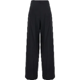Black Stretch Cotton Blend Trousers for Women