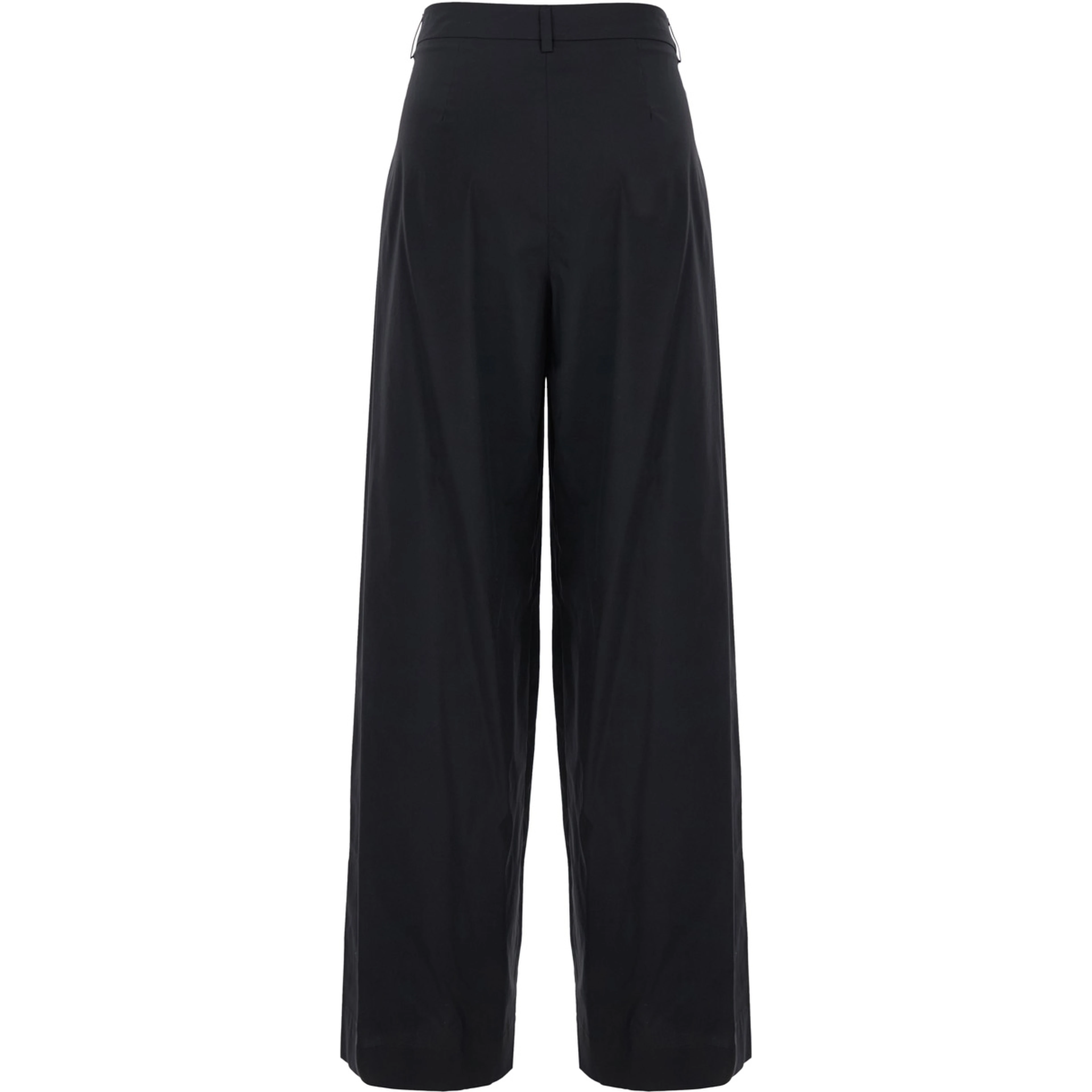 Black Stretch Cotton Blend Trousers for Women