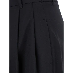 Black Stretch Cotton Blend Trousers for Women