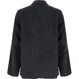 Grey Jacket with classic collar and patch pockets in wool blend for men