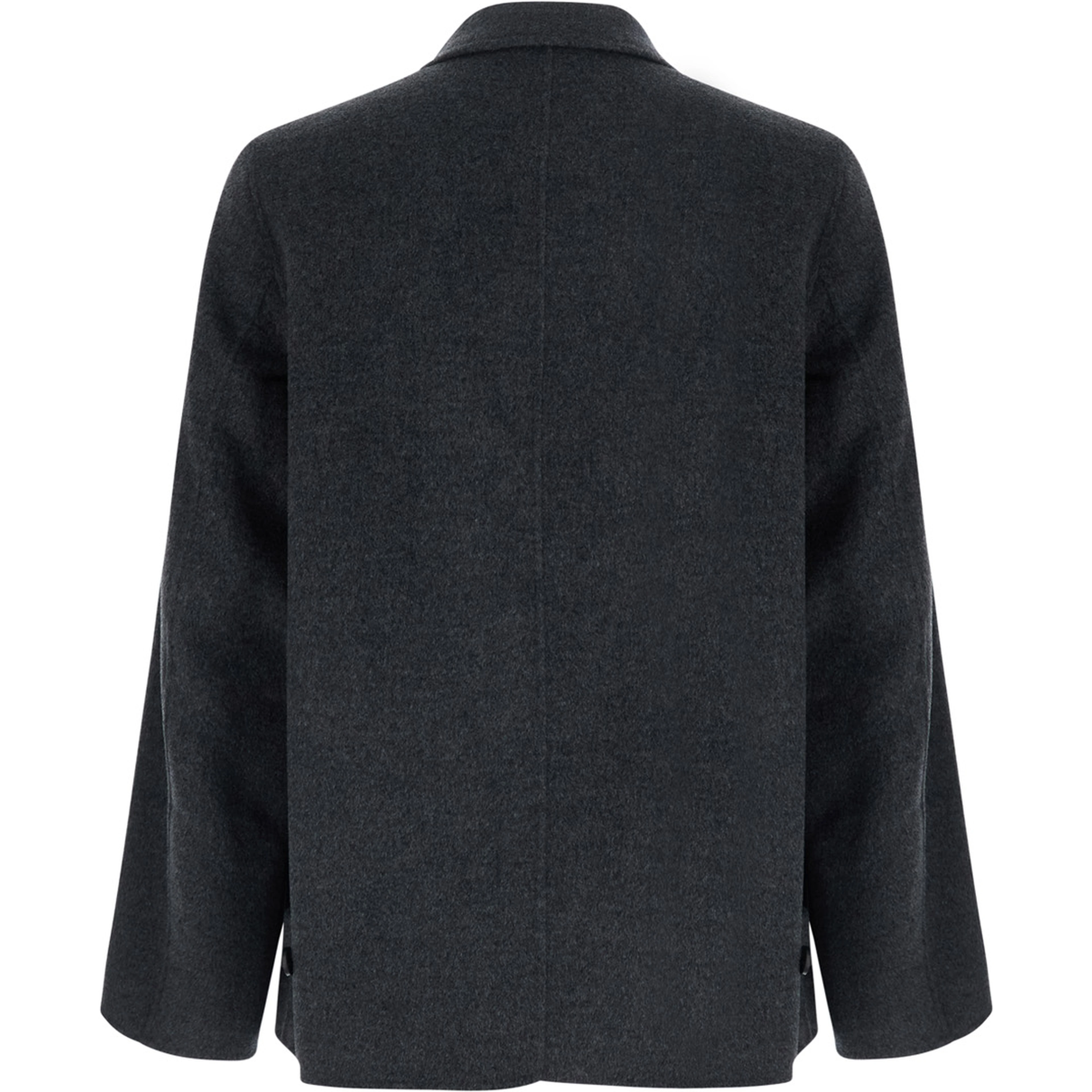Grey Jacket with classic collar and patch pockets in wool blend for men