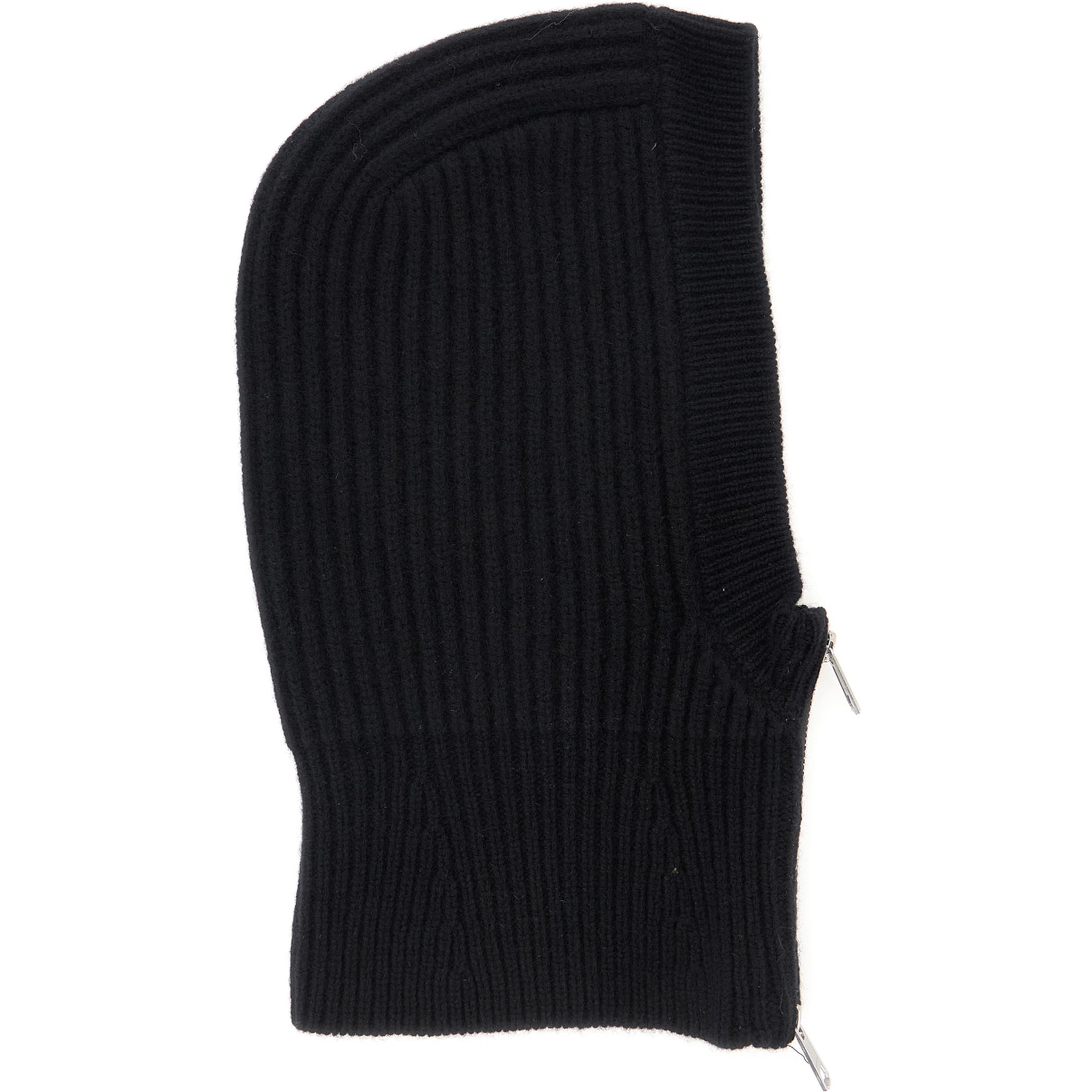 Allegra Black Beanie with Knit Design and Zip in Wool for Women