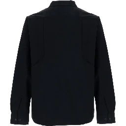 Black  shirt with Classic Collar and Logo lettering on the front in stretch Tech Fabric for men