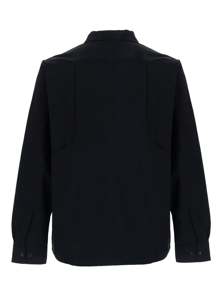 Black  shirt with Classic Collar and Logo lettering on the front in stretch Tech Fabric for men alternative