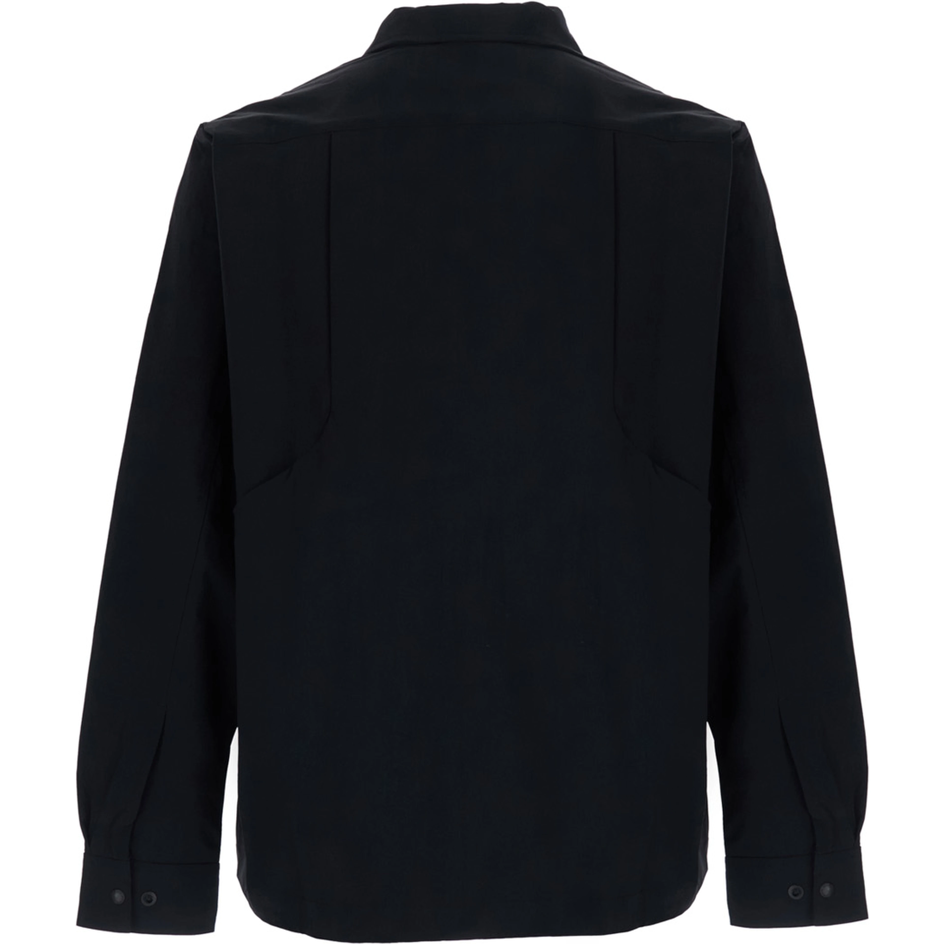Black  shirt with Classic Collar and Logo lettering on the front in stretch Tech Fabric for men