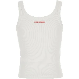 White Beaded Cotton and Spandex Tank Top for Women
