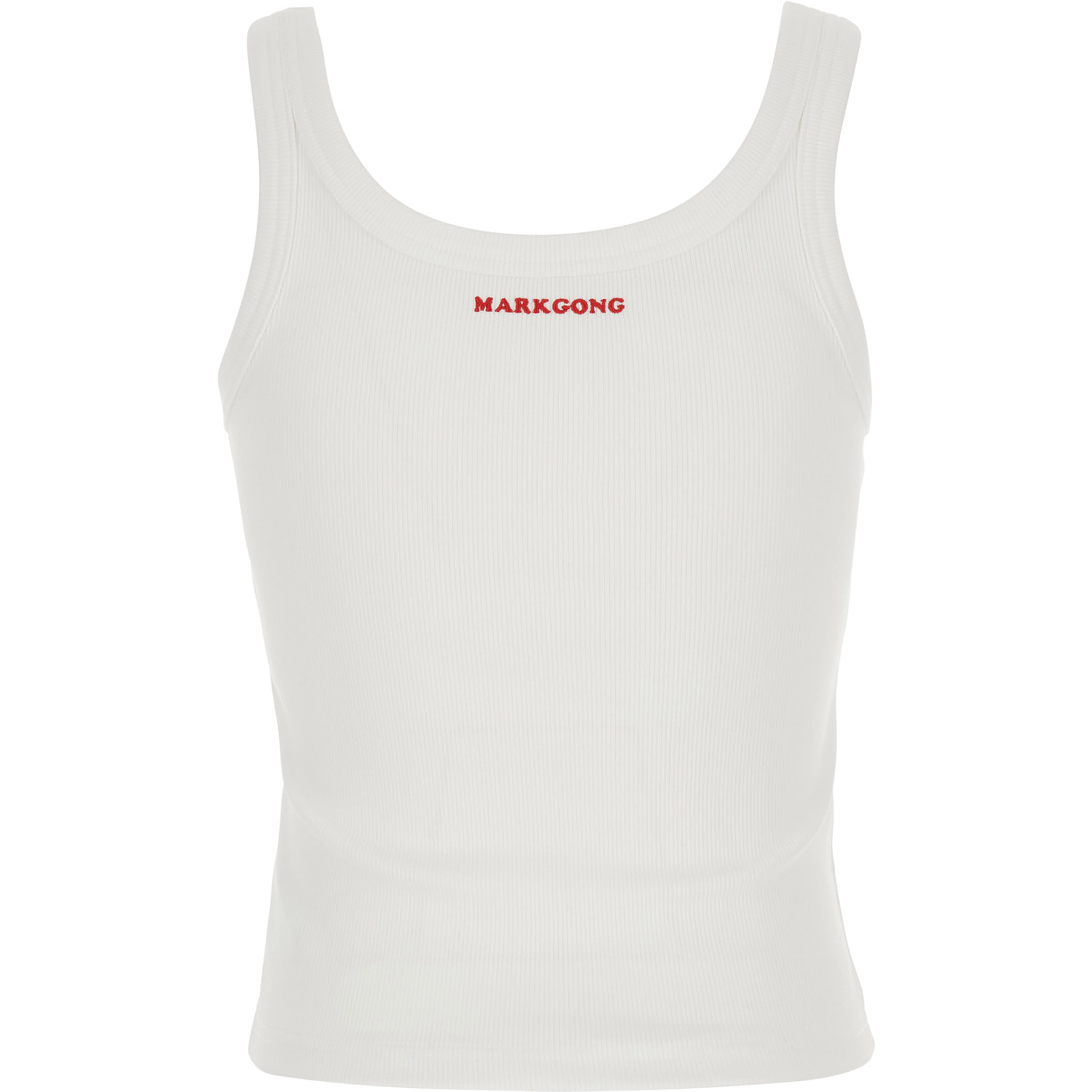 White Beaded Cotton and Spandex Tank Top for Women