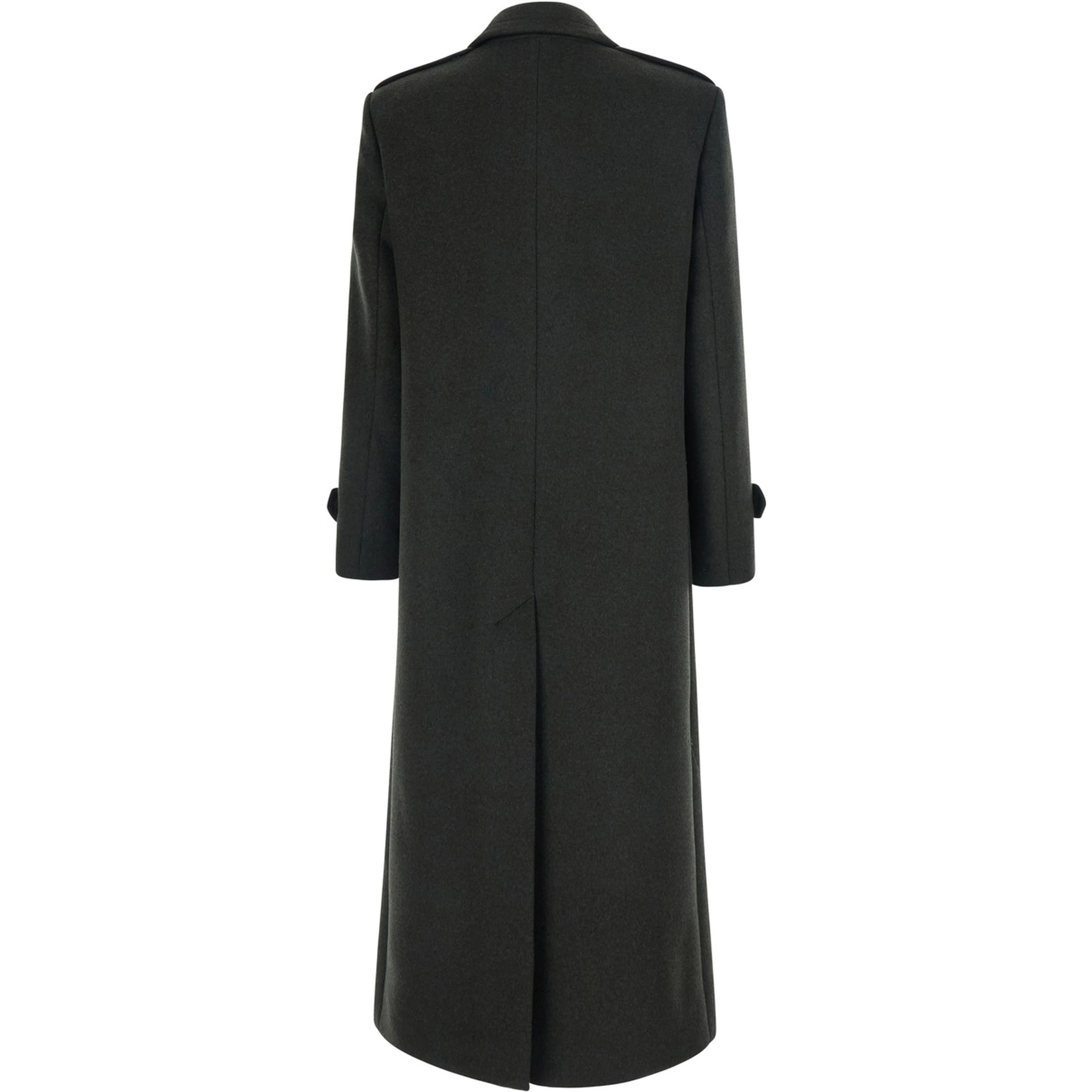 Green Long Oversized Coat with Notched Collar and Double-Breasted Closure in Fabric for Women