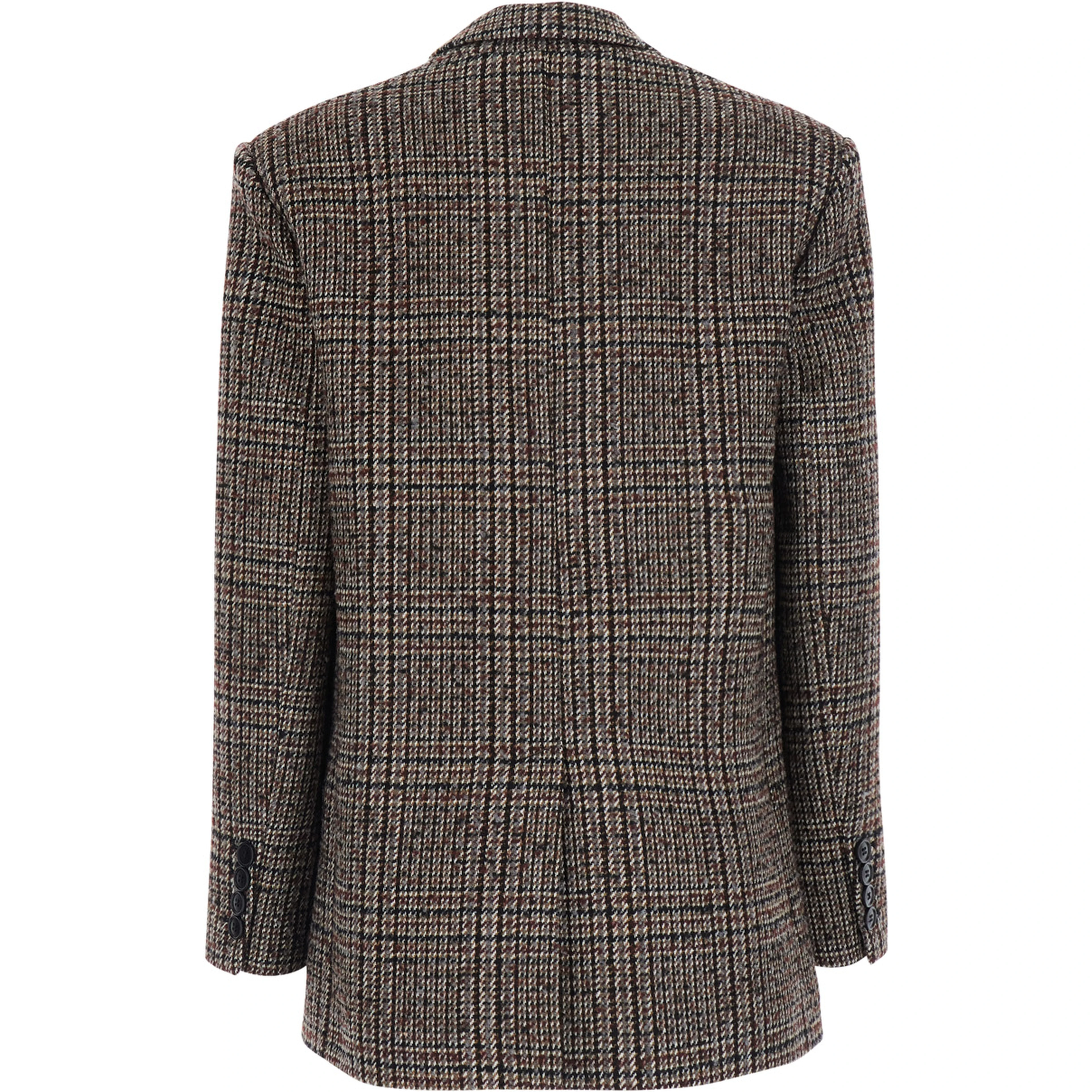 Multicolor Single-Breasted Jacket with Peak Revers and Houndstooth Motif in Blend Wool for Women
