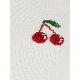 White Beaded Cotton and Spandex Tank Top for Women